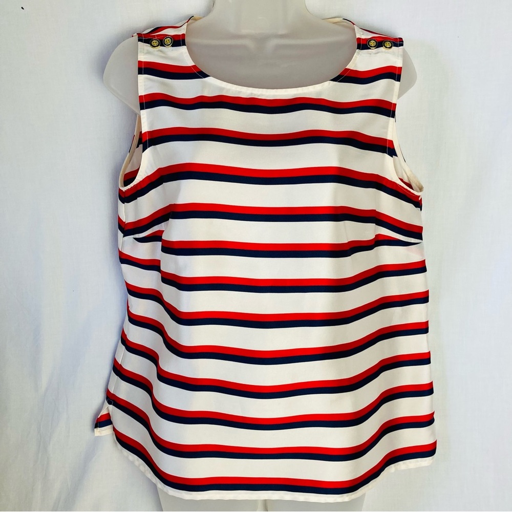 Talbots Patriotic Nautical Red, White, Blue Striped Tank Top